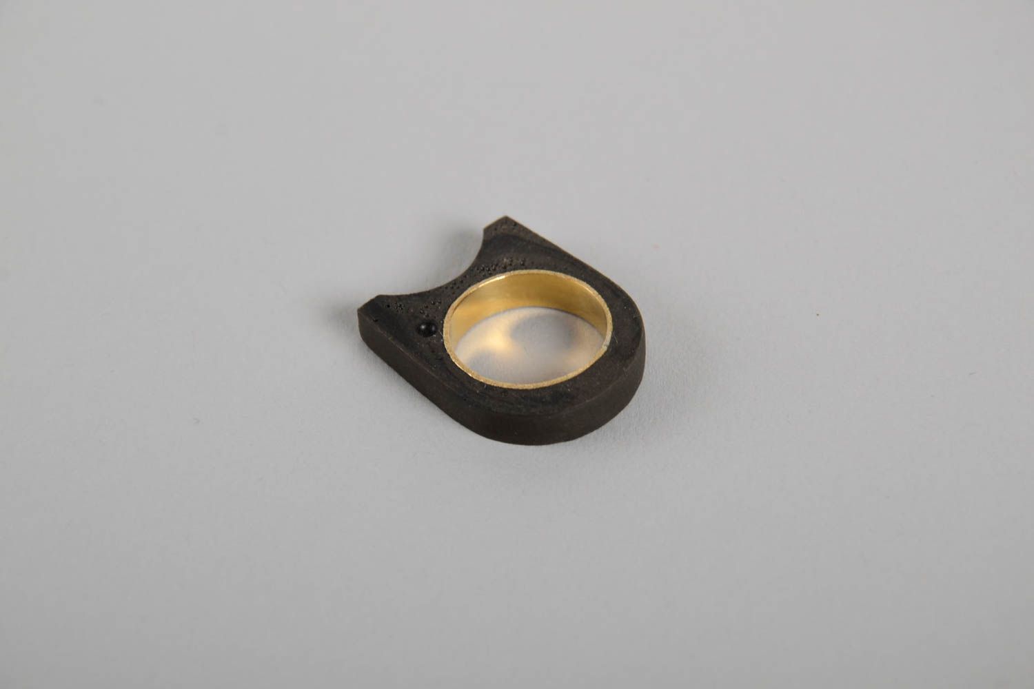 Кольцо ручной работы кольцо из латуни и бетона эксклюзивное кольцо необычное фото 5