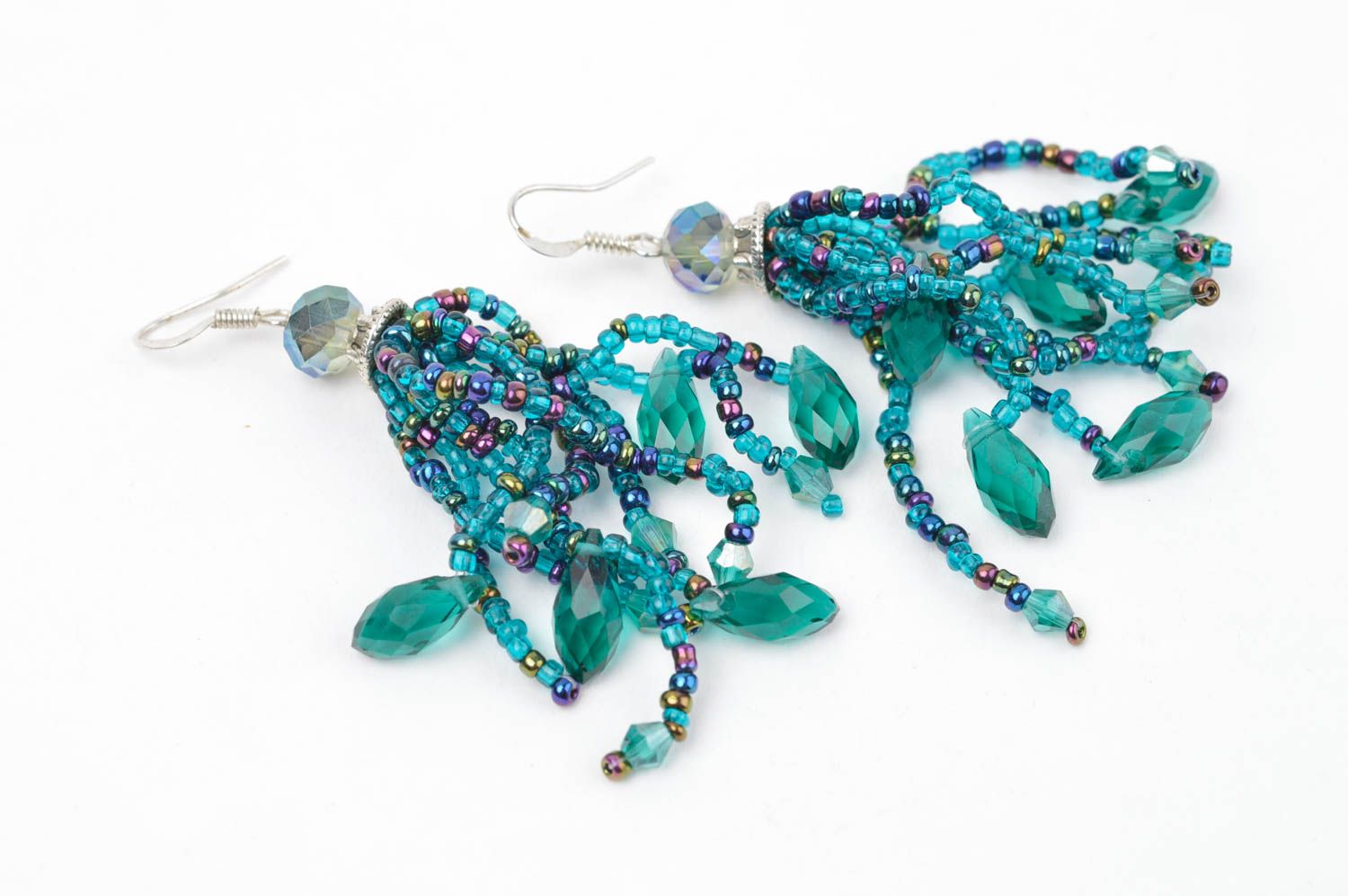 Handmade seed bead earrings seed beads accessories designer earrings with charms photo 2