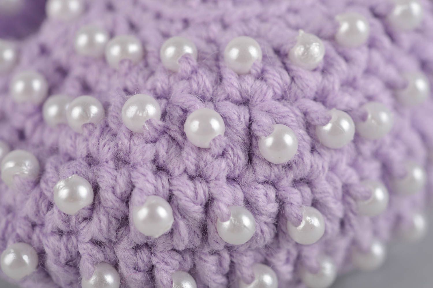 Chaussons bébé faits main Pantoufle tricot crochet violet Accessoire bébé photo 4