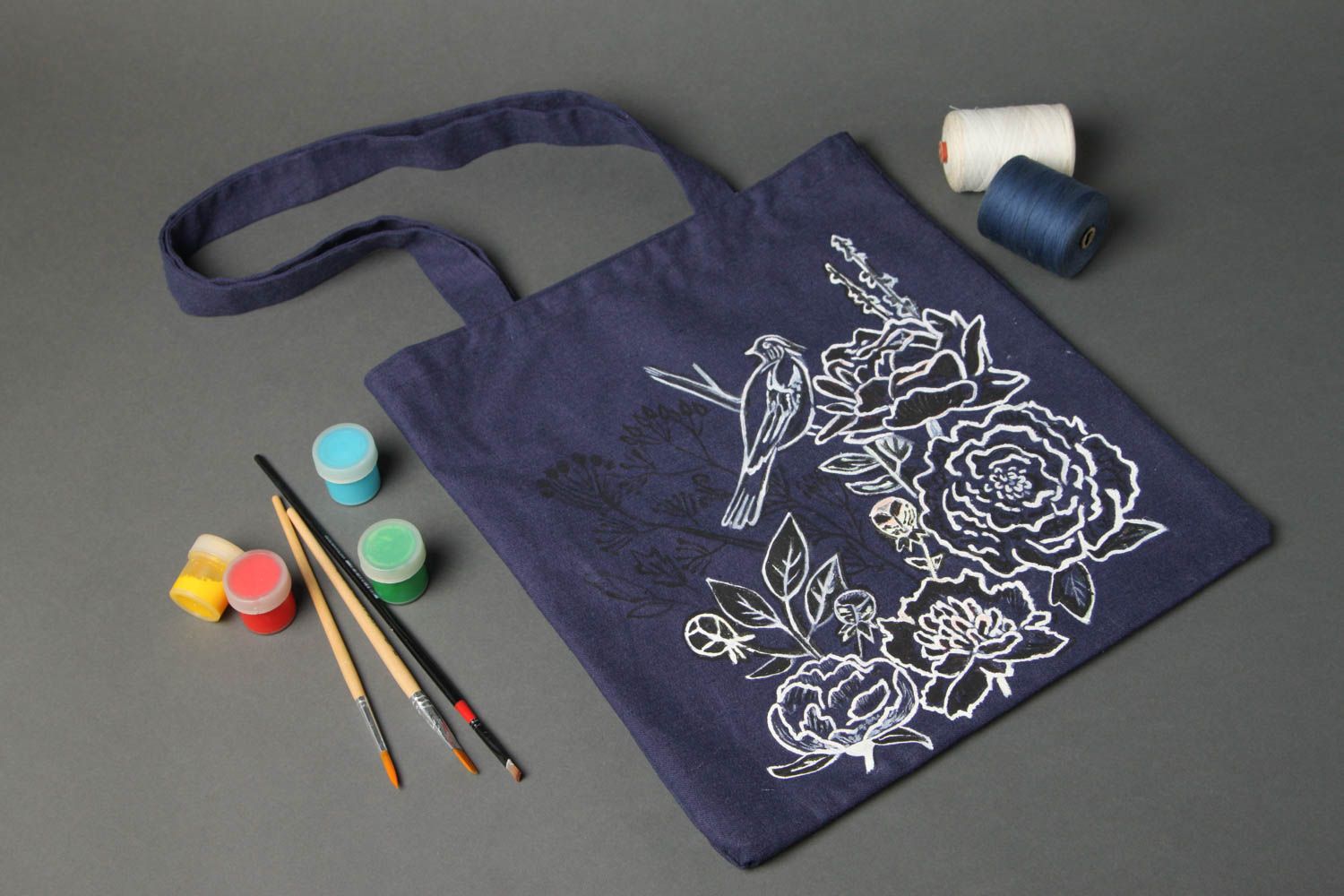 Handmade schöne Stoff Tasche Accessoire für Frauen Umhängetasche Damen blau foto 1