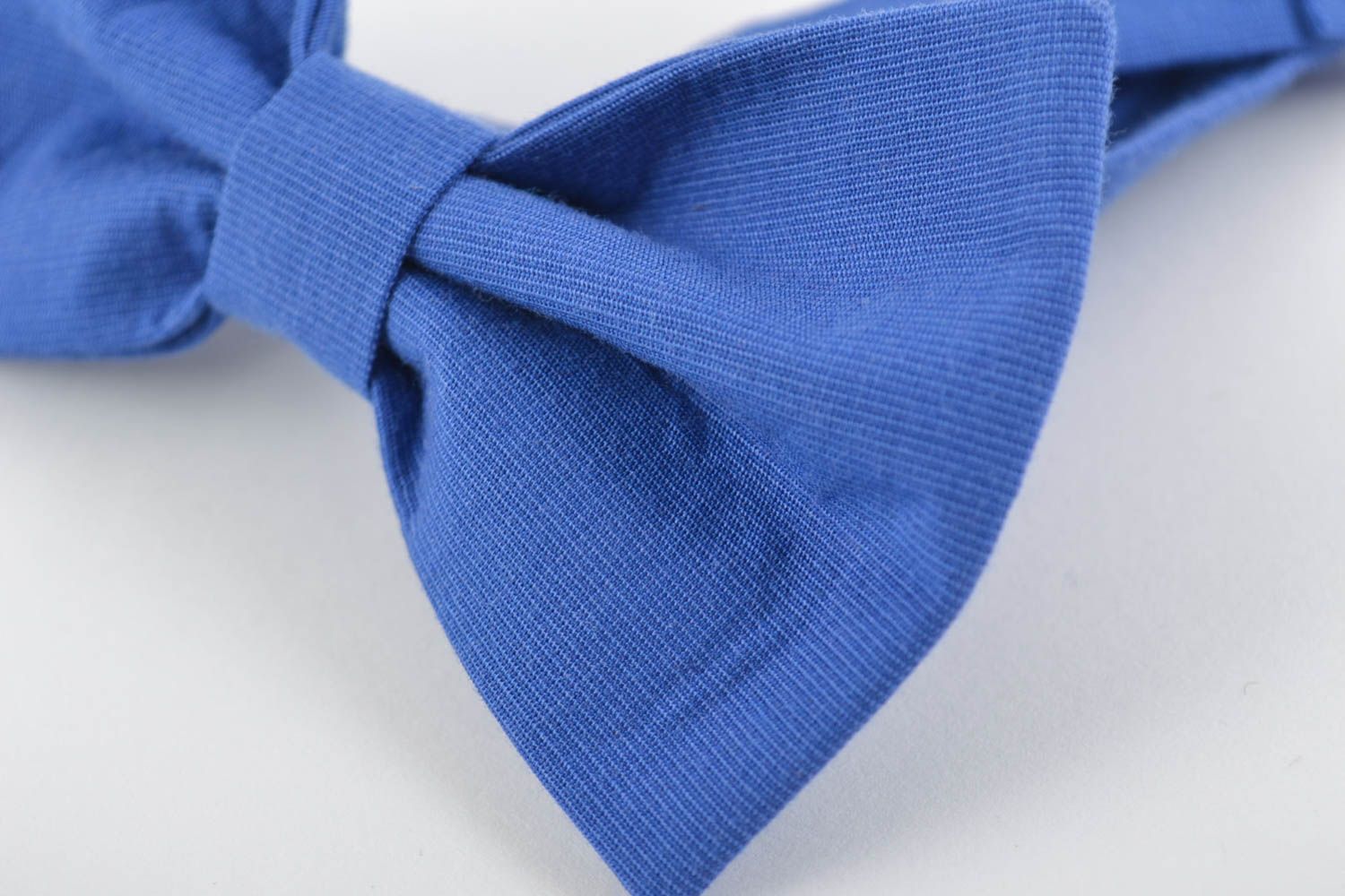 Noeud papillon bleu en tissu de coton taille ajustable accessoire fait main photo 3