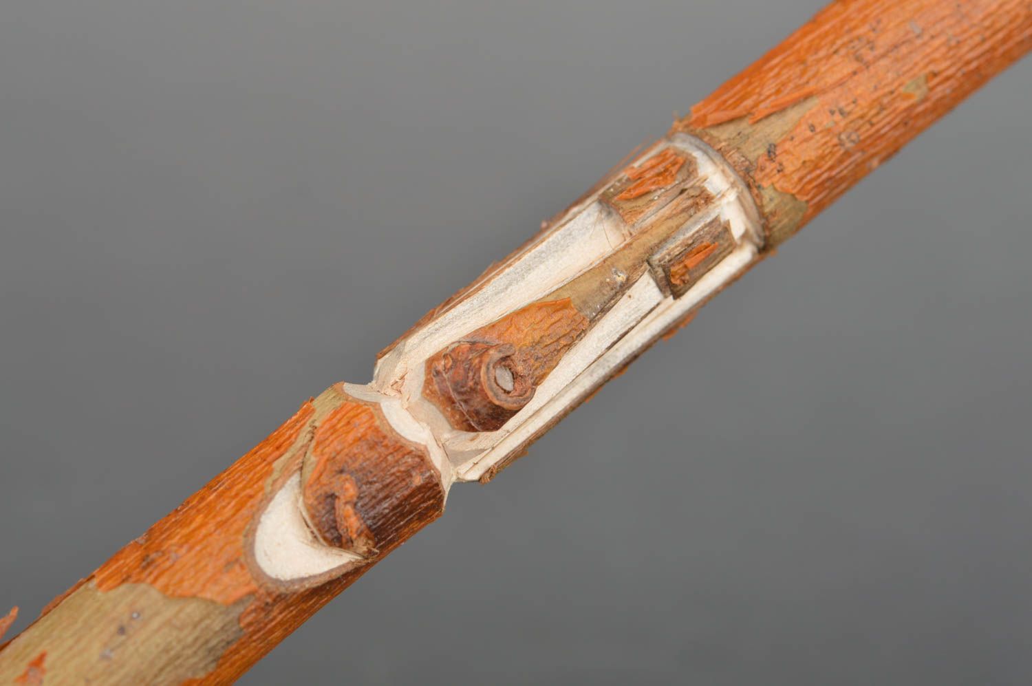 Unusual handmade carved wooden ballpoint pen tin whistle designer stationery photo 4