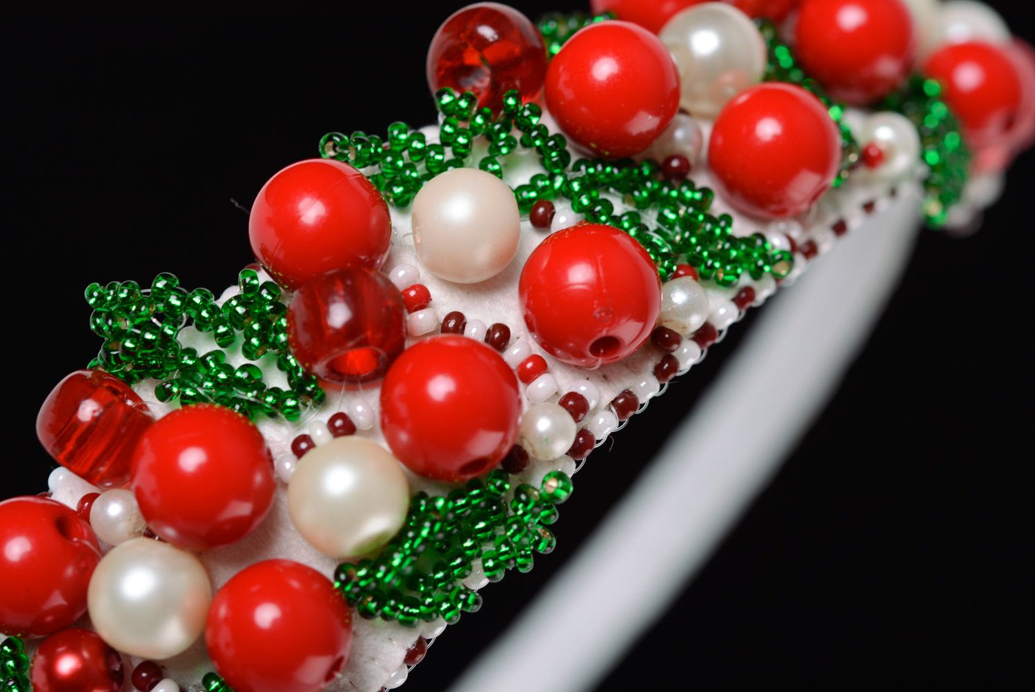 Serre-tête de perles de rocaille et perles fantaisie fait main bijou original photo 3