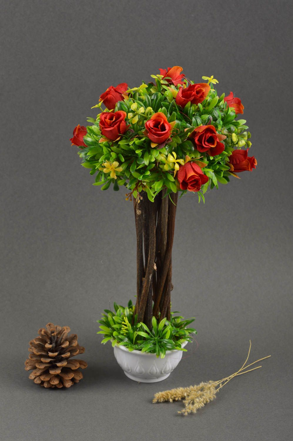 Topiario de flores hecho a mano elemento decorativo regalo original para amigo foto 1