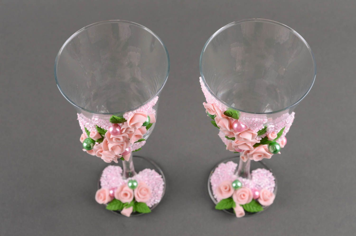 Handmade glass champagne glasses gift ideas glasses for wedding set of 2 items photo 5