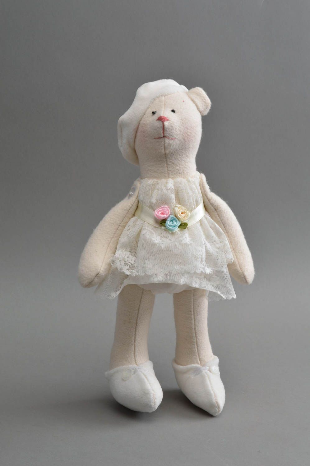 Oso de peluche artesanal juguete de tela natural regalo original para niño foto 2