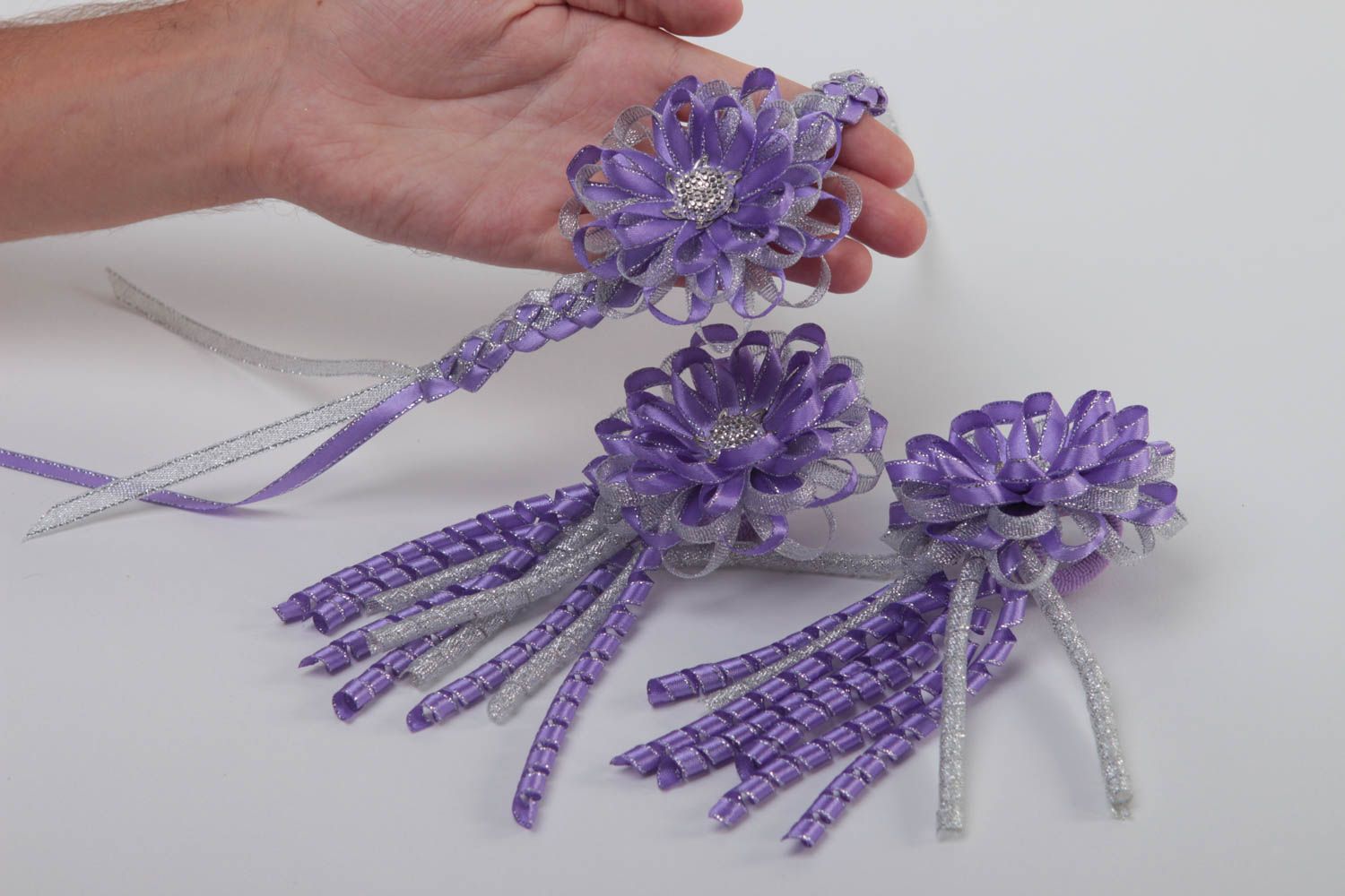 Handmade hair accessories flower bracelet flower hair ties kanzashi flowers photo 5