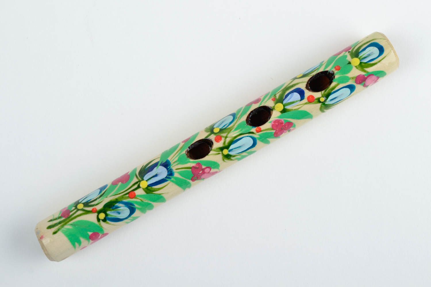 Handmade Petrikivka painting tin whistle designer flute present for children photo 3