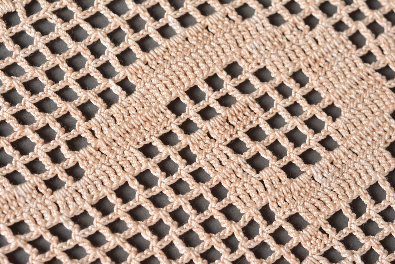 Napperon rectangulaire fait main Textile de table au crochet beige Déco maison photo 4