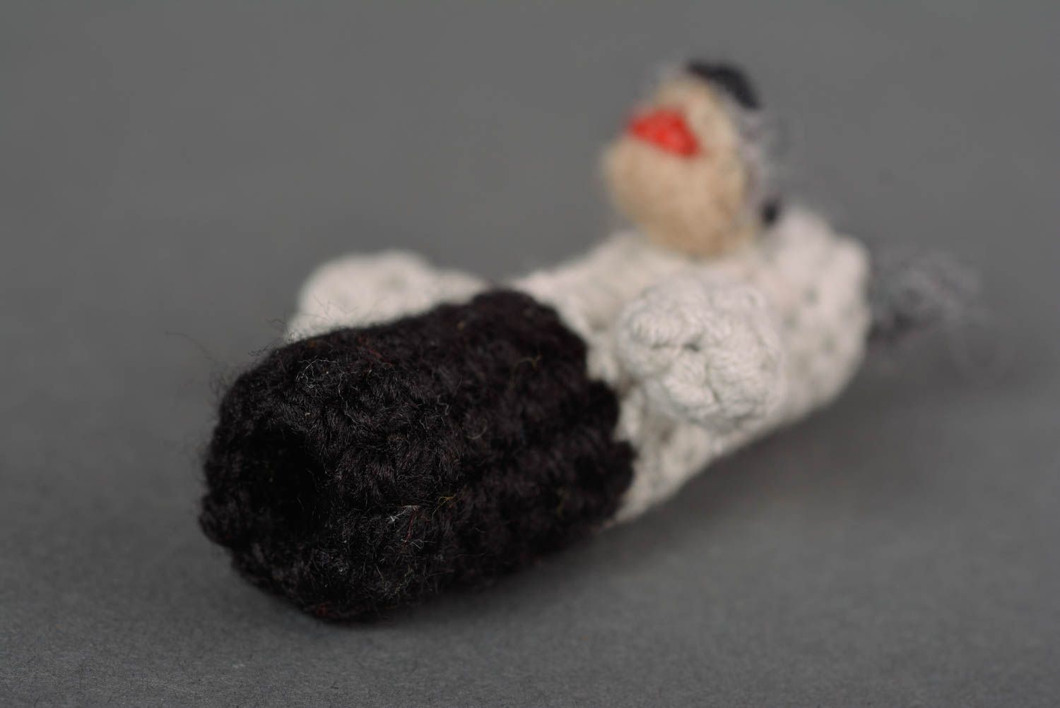 Marionnette doigt fait main Jouet tricoté Cadeau enfant coton laine ourson photo 5
