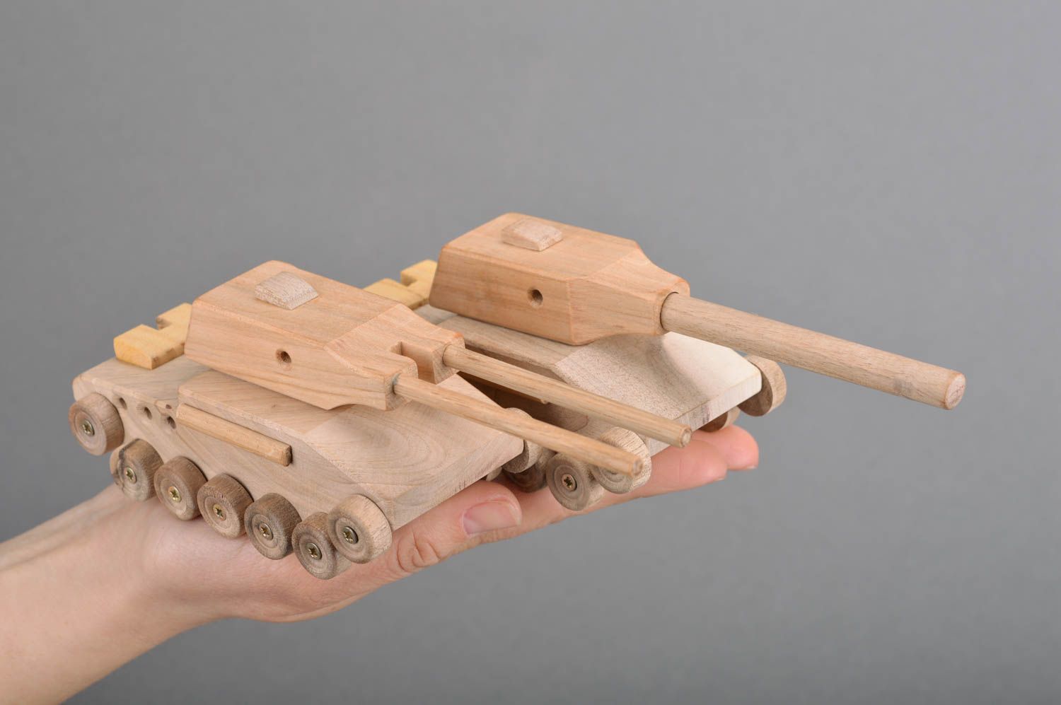 Set of 2 handmade designer children's wooden toy tanks for boys eco photo 3