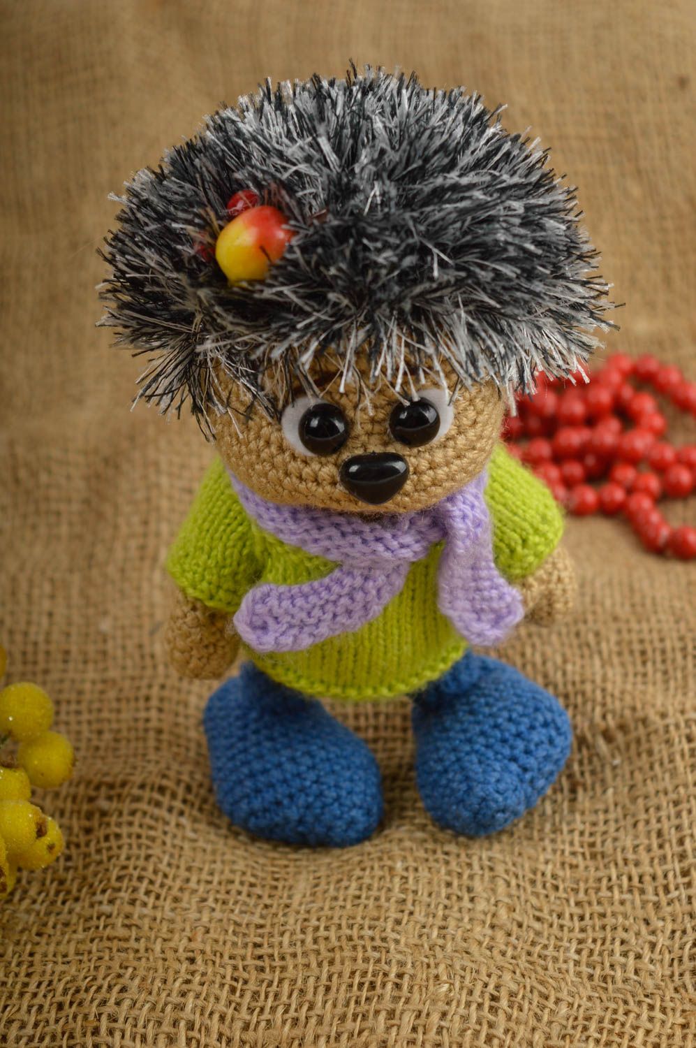Peluche hérisson Jouet fait main tricoté en acrylique Cadeau pour enfant photo 1