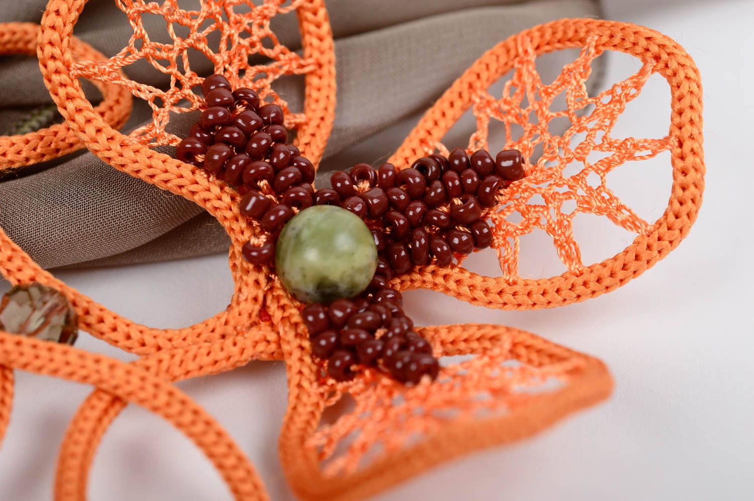 Schöner Schal handmade Seidenschal Damen originelle Geschenke grau orange foto 3