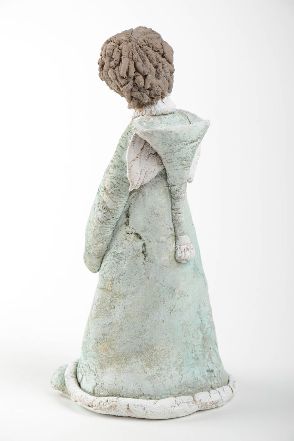 Статуэтка из самозастывающей глины ручной работы в виде ангела мальчика фото 4