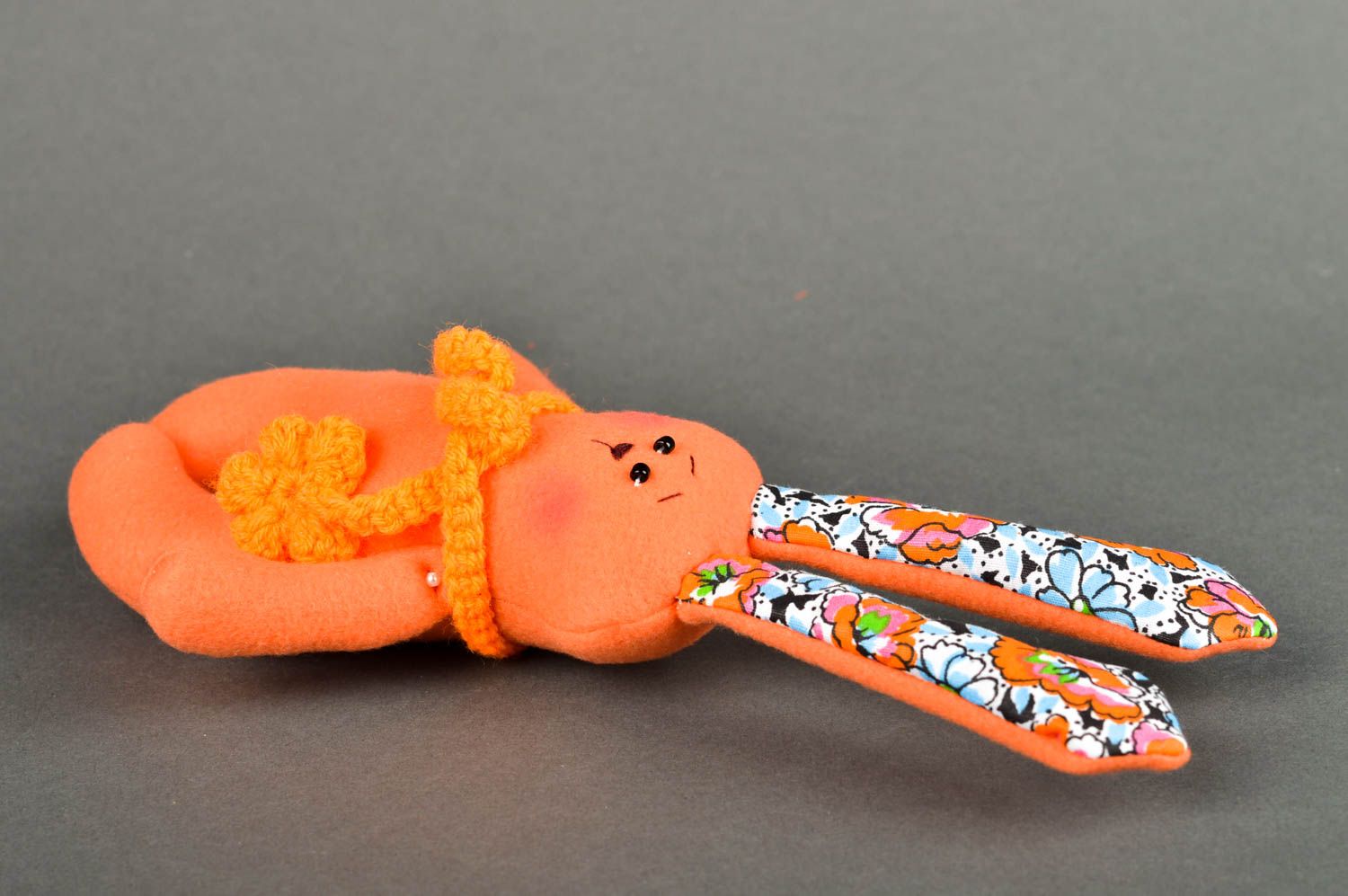 Handmade Hase Stofftier Spielsache für Kinder Geschenkidee für Kinder orange foto 2