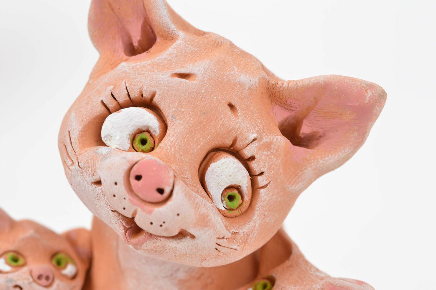 Фигурка из глины кошка ручной работы статуэтка для декора статуэтка животных фото 5