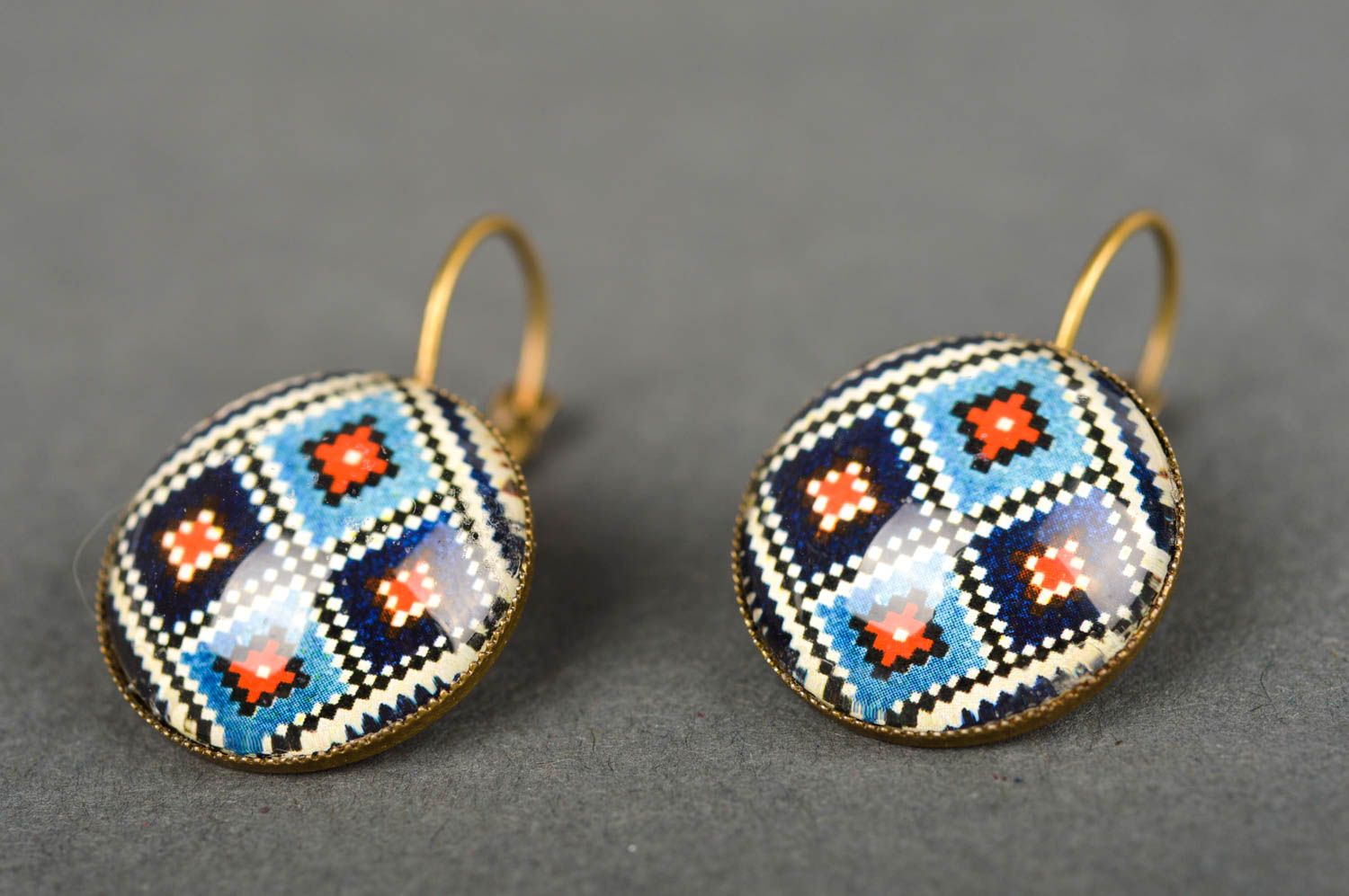 Handmade cabochon earrings designer earrings handmade jewelry fashion accessory photo 2