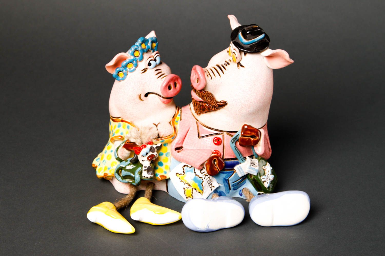 Spardose Schwein handgemachte Keramik lustige Spardose Ton Deko für Interieur foto 3