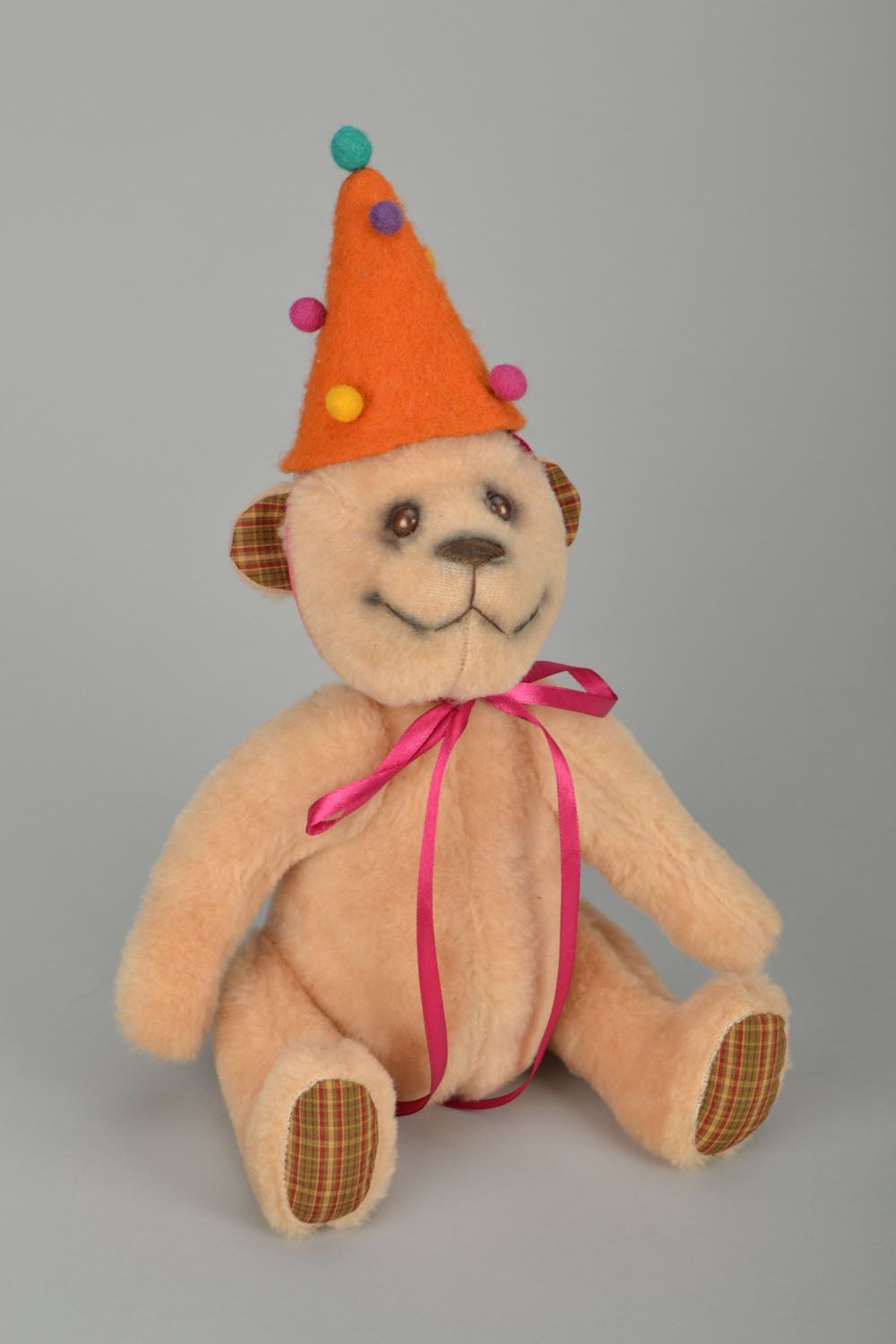 Handmade toy Bear in a Party Hat photo 3