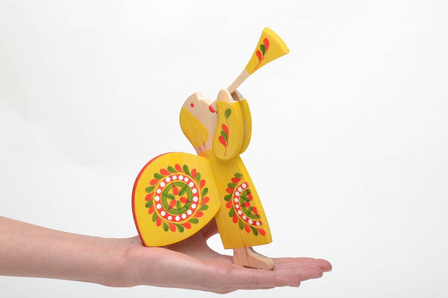 Handmade wooden eco toy in Ukrainian ethnic style Blowing Angel photo 5