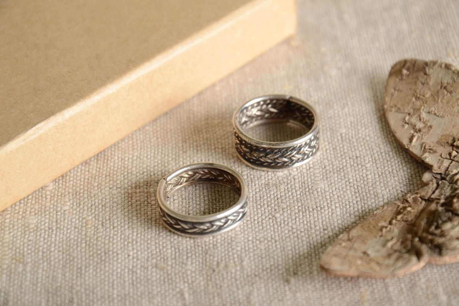 Серебряные кольца ручной работы женские кольца серебряные украшения набор 2 шт фото 1