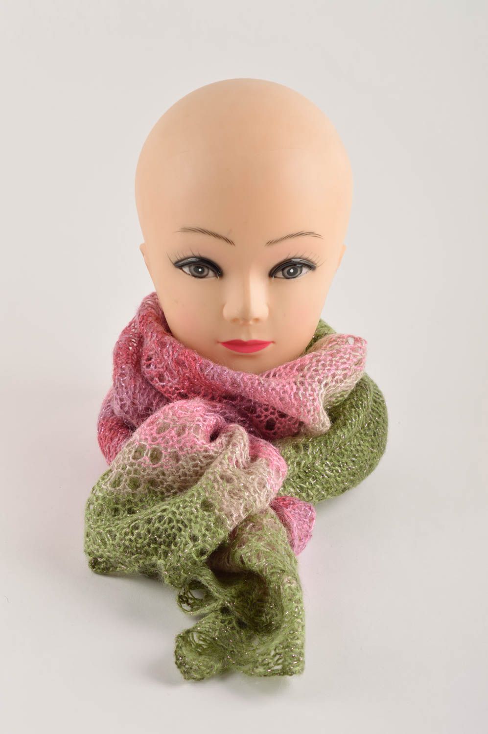 Шарф ручной работы шарф на шею красивый вязаный женский шарф стильный милый фото 3