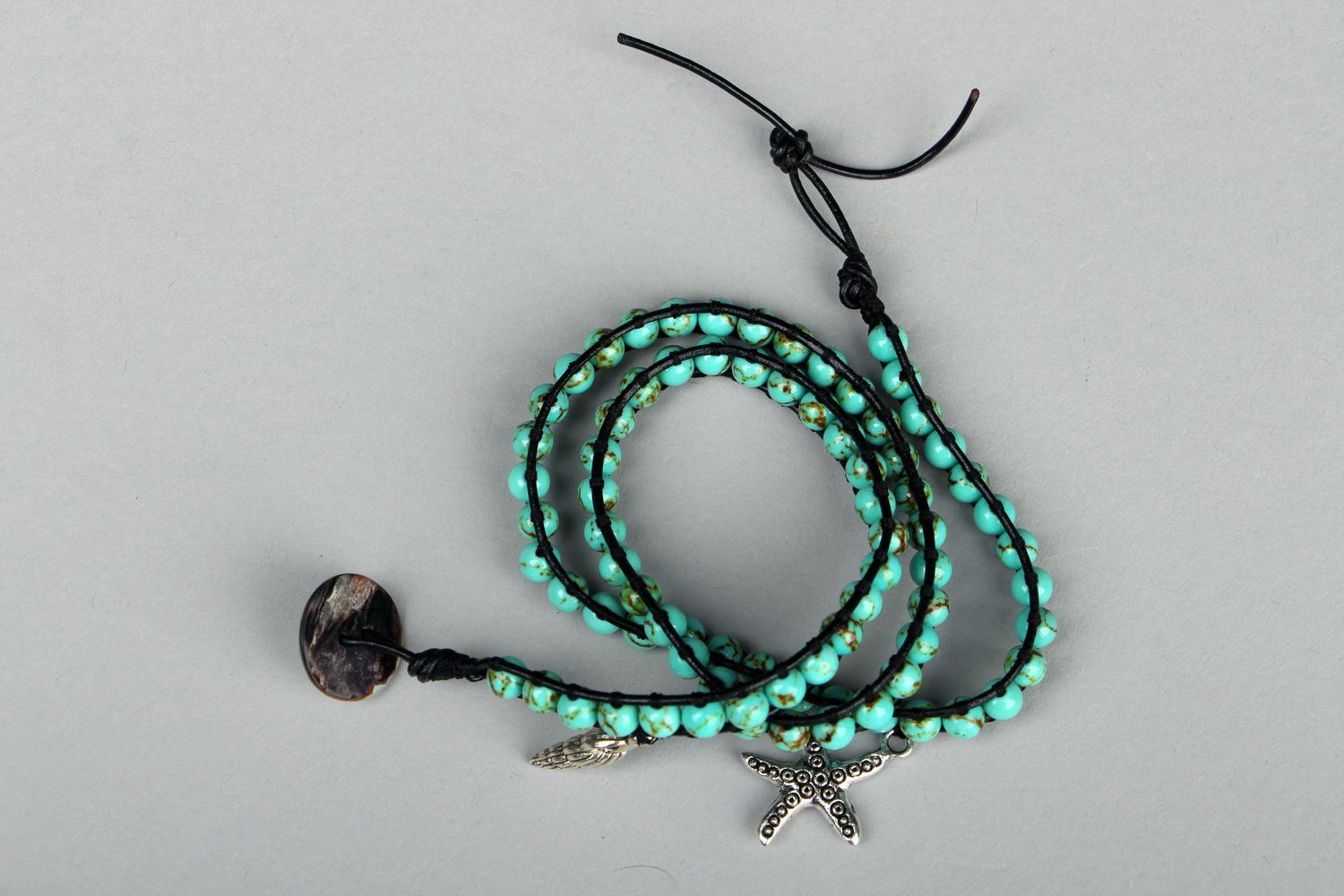 Bracelet en cuir et turquoise photo 3
