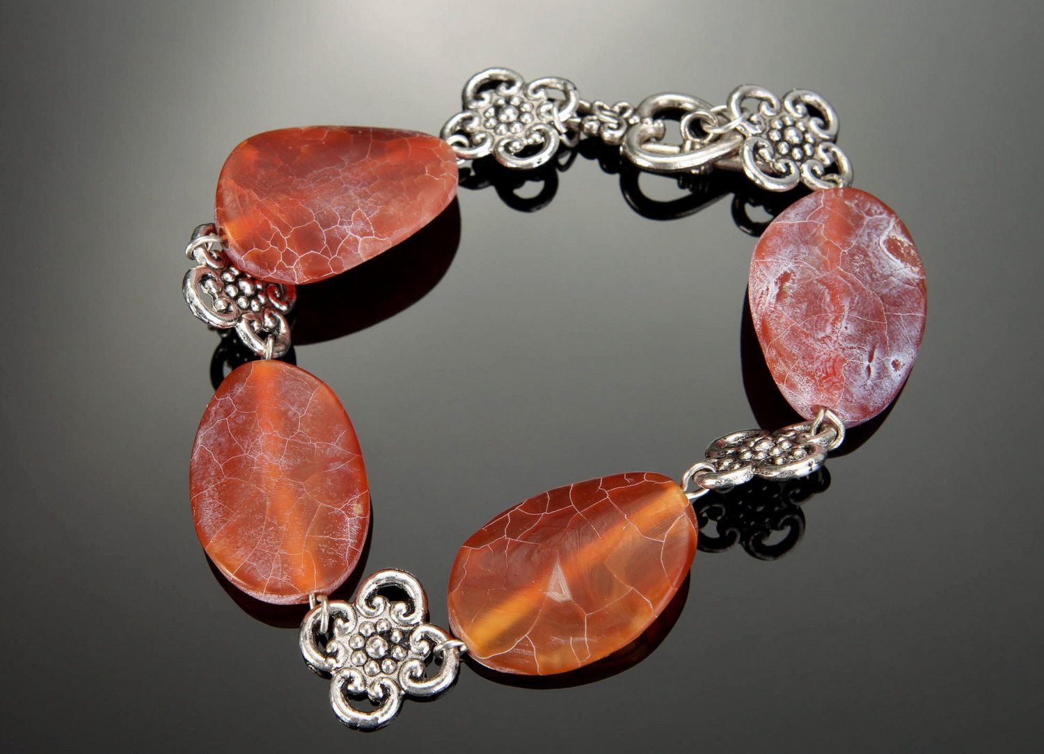 Steel bracelet with agate photo 3