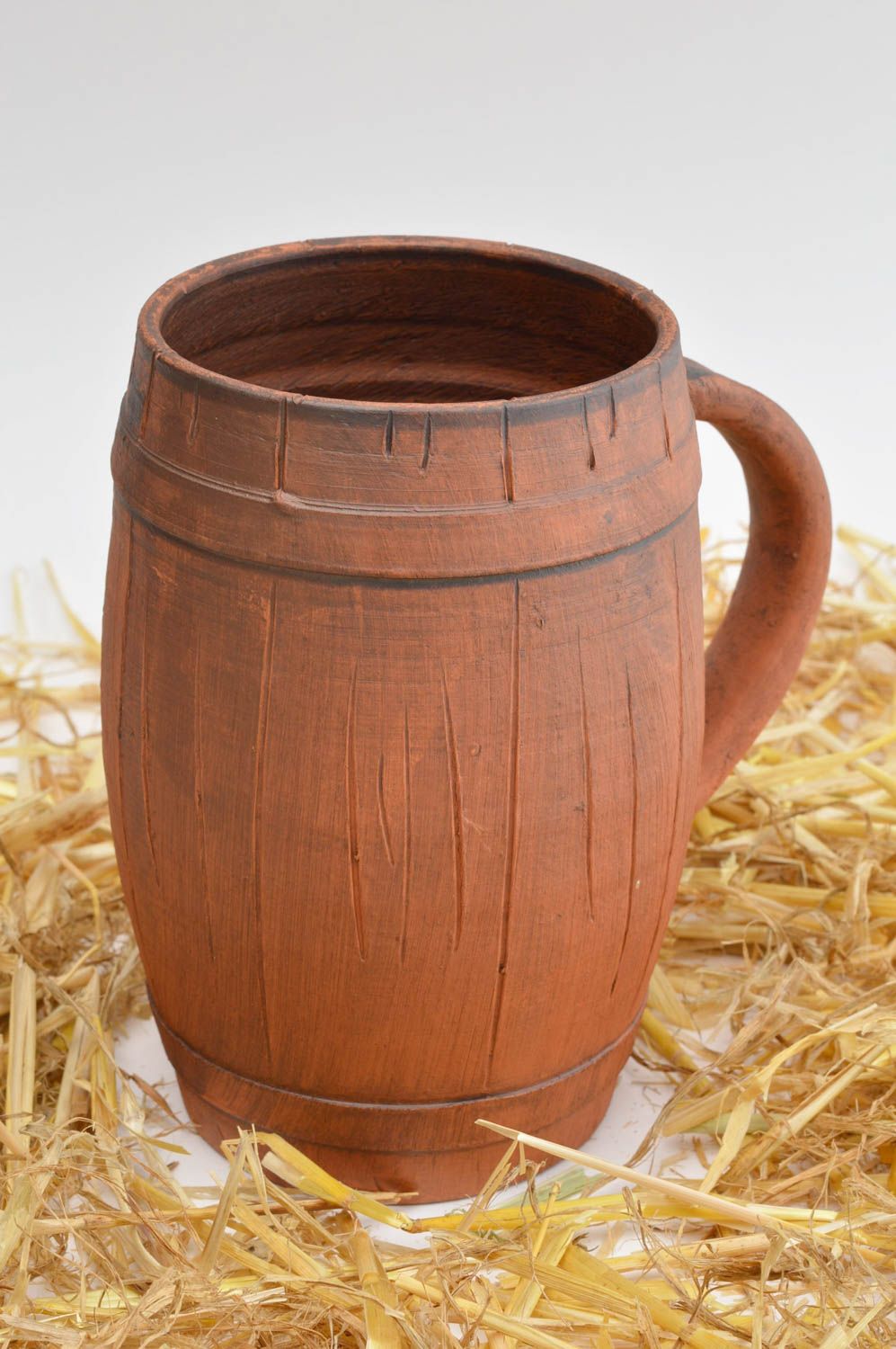 Handmade unusual beer cup cute stylish clay ware designer big mug 850 ml photo 1