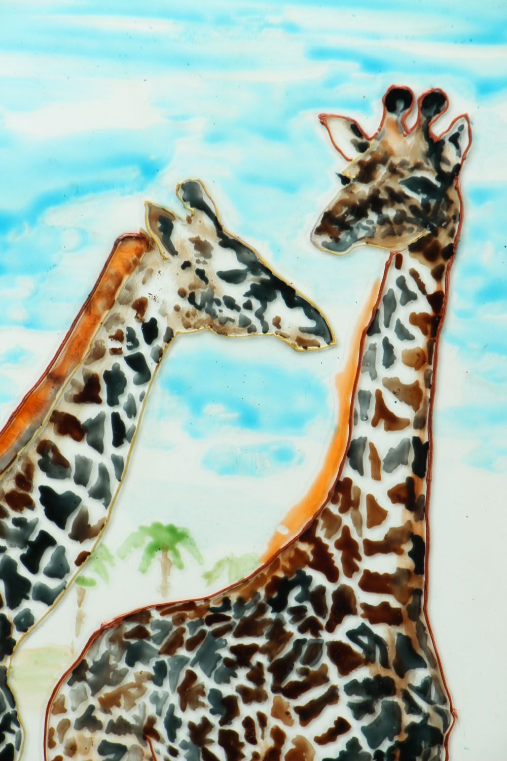 Wall stained glass painting Giraffes photo 2