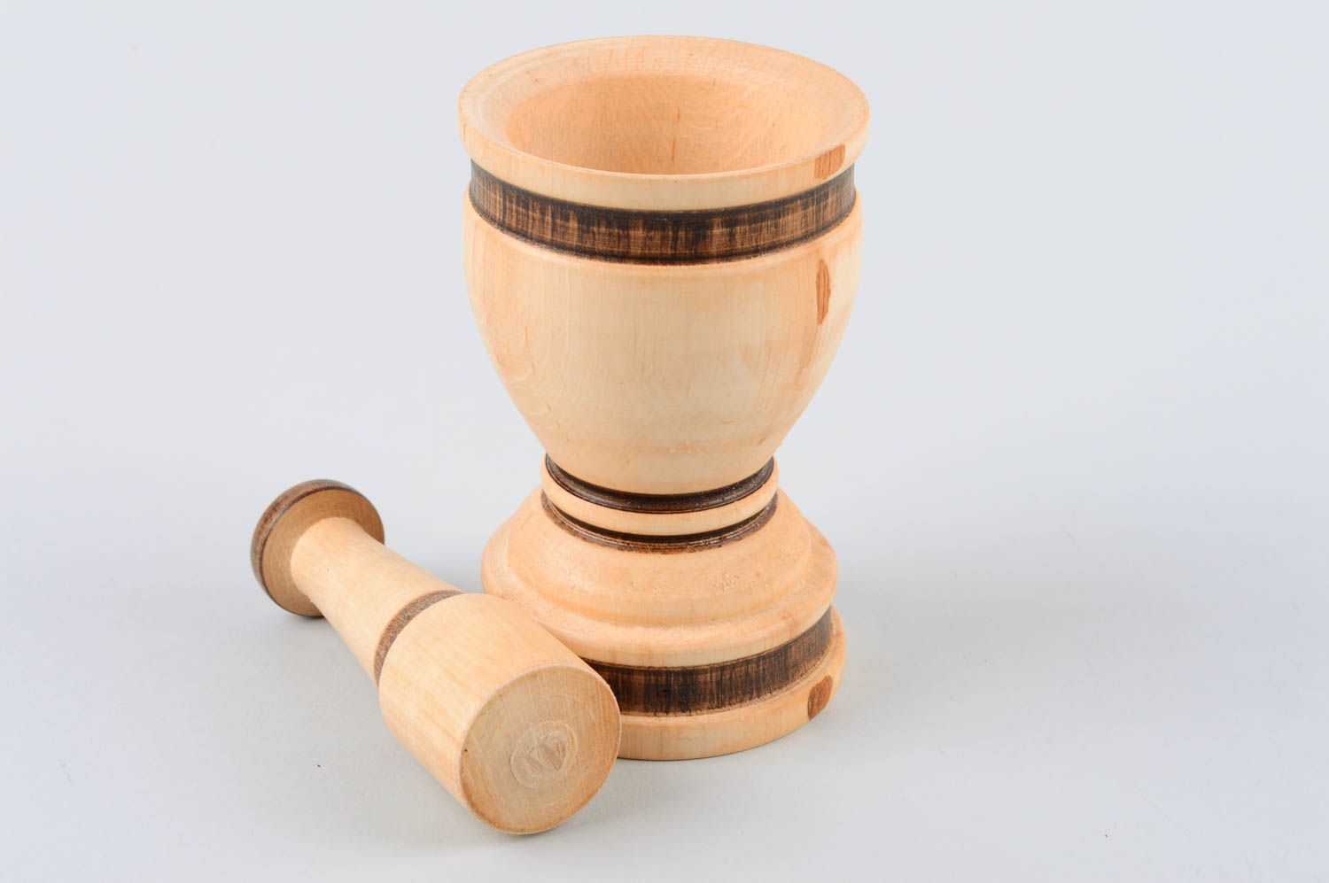 Handmade wooden mortar and pestle wooden hand spice grinder kitchen accessories photo 2