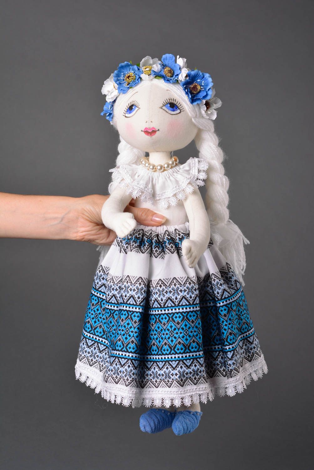 Кукла ручной работы кукла из ткани мягкая кукла с косичками небольшая красивая фото 4
