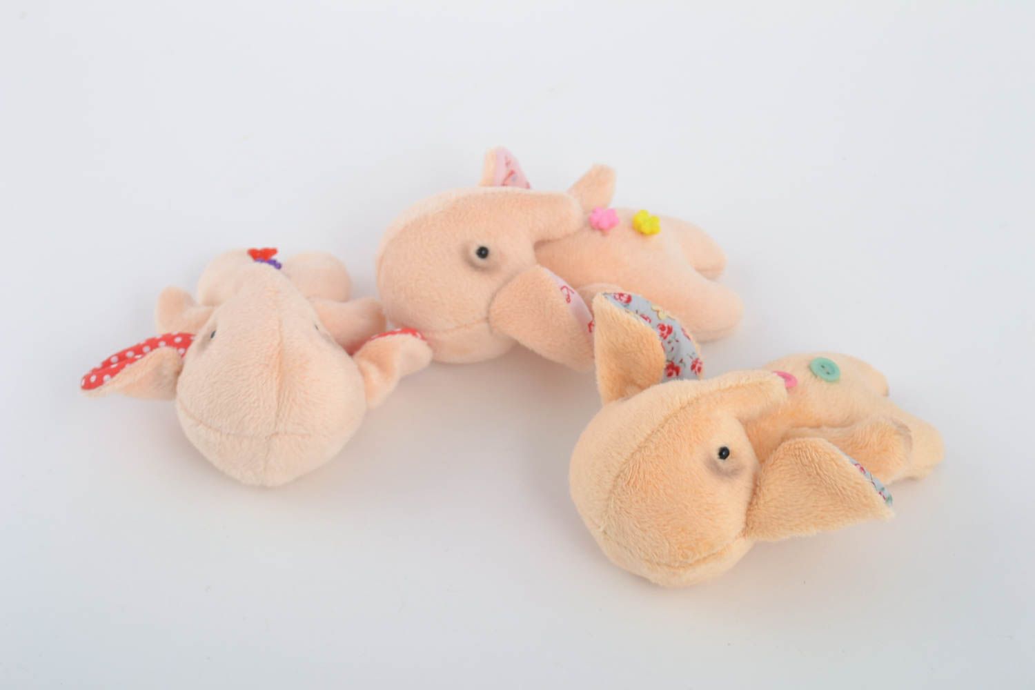 Jouets enfant fait main Poupées en tissu 3 pièces Cadeau original éléphants photo 3