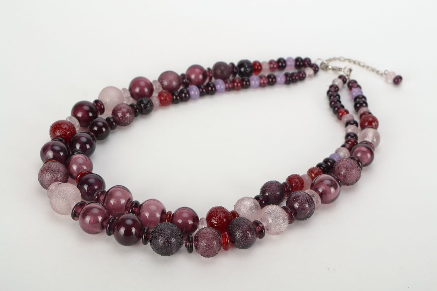 Lampwork glass beaded necklace photo 3
