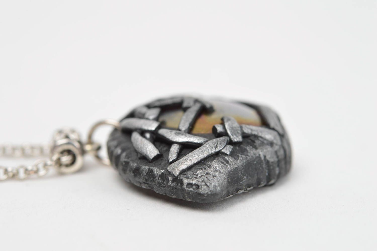 Handmade plastic pendant stylish handmade jewelry stylish glass accessory photo 3