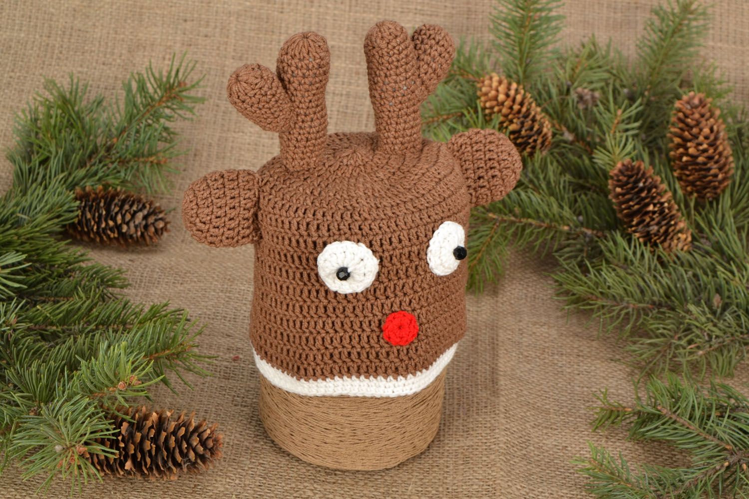 Funny crocheted hat Deer photo 1