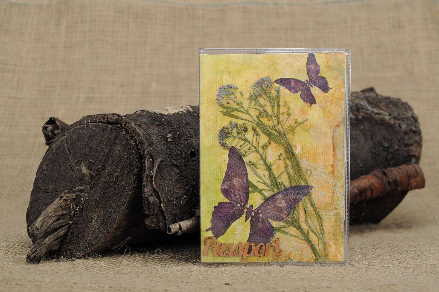 Cover for the passport with dried flowers Butterflies photo 3