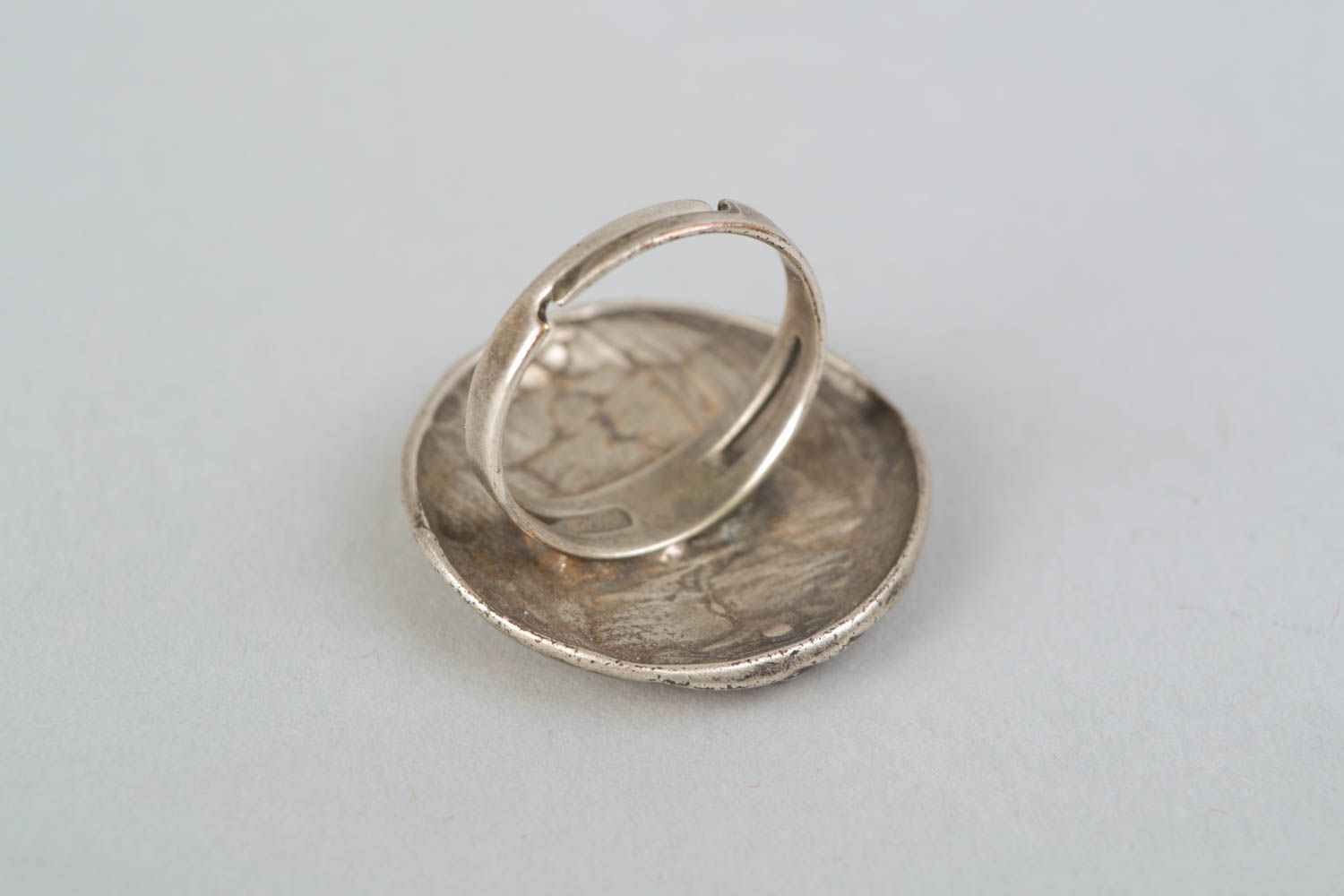 Handmade round metal ring photo 4