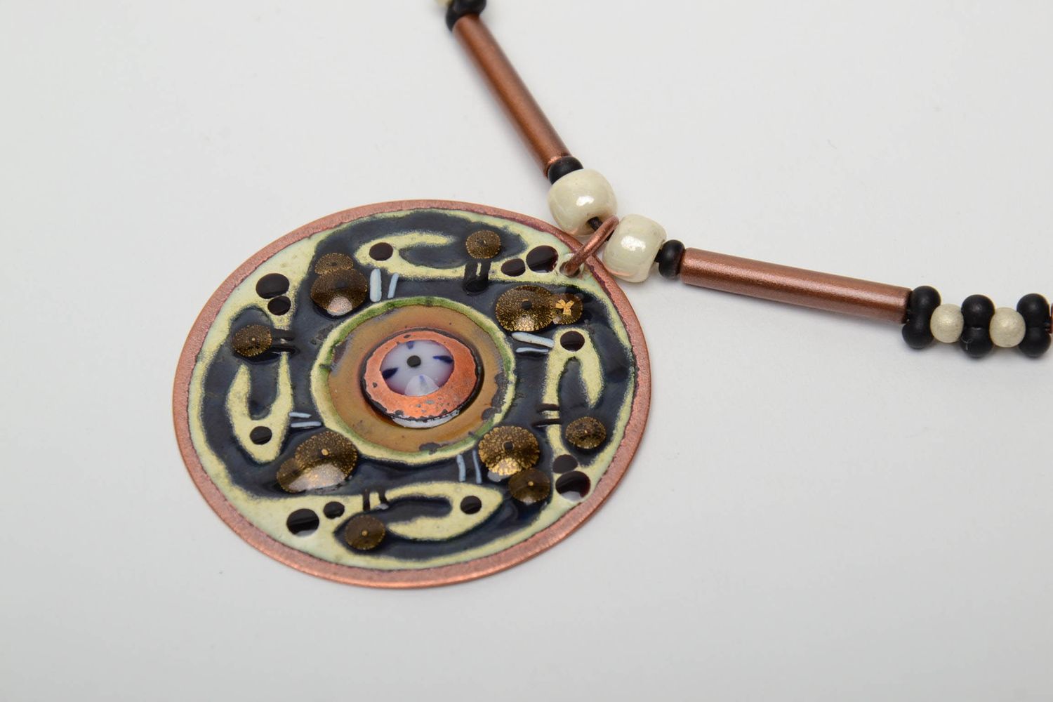 Copper pendant with hot enamel Zgarda photo 4