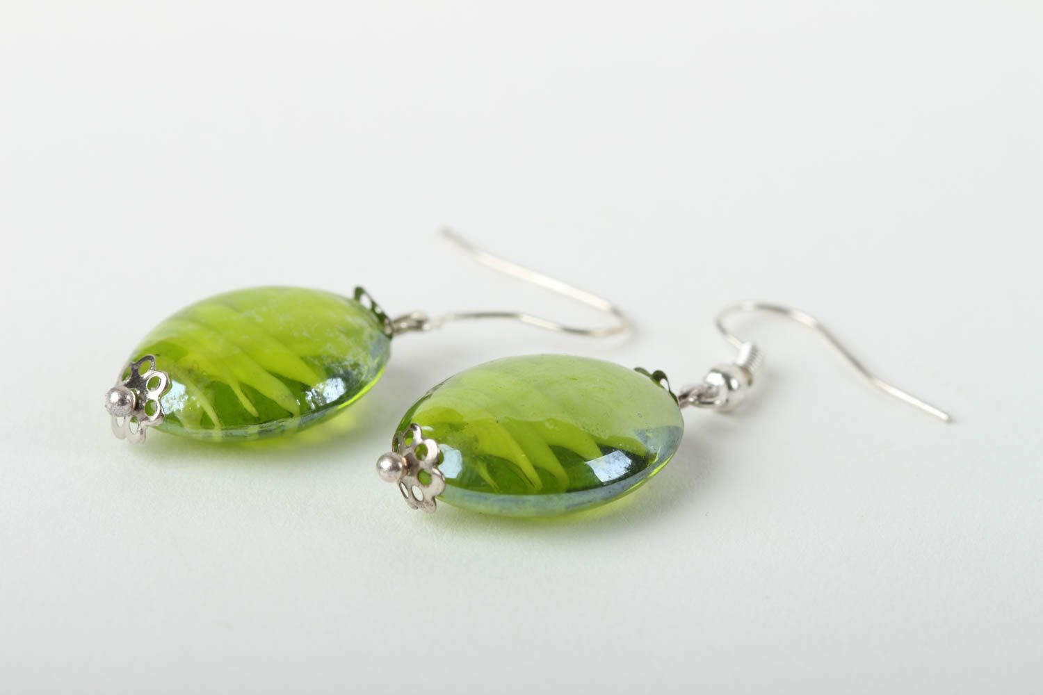 Handmade grüne Glas Ohrringe Accessoire für Frauen Designer Schmuck künstlerisch foto 3