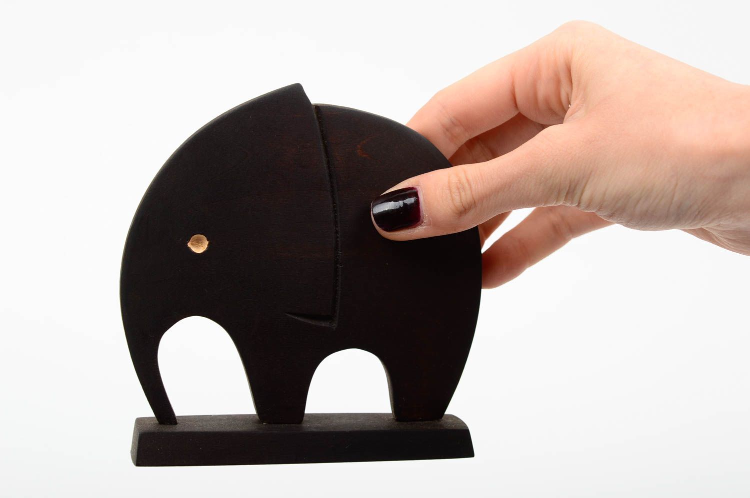 Handmade Deko Figur Holz Dekoration ausgefallenes Geschenk Elefant in Schwarz foto 5