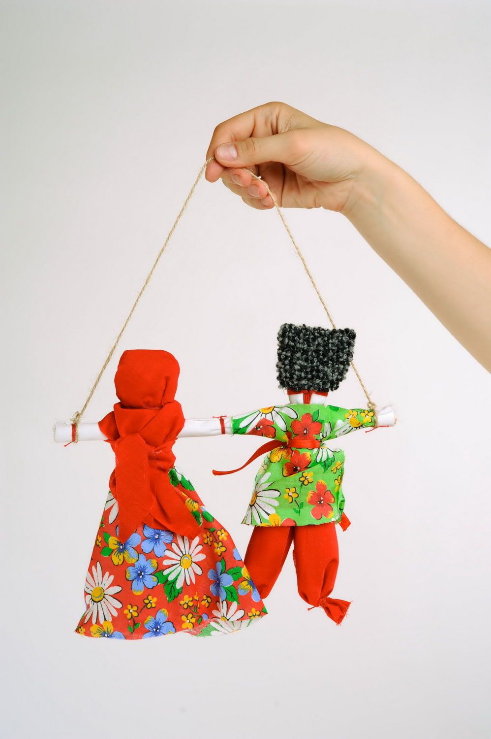 Talisman made of fabric dolls, Lovebirds photo 2