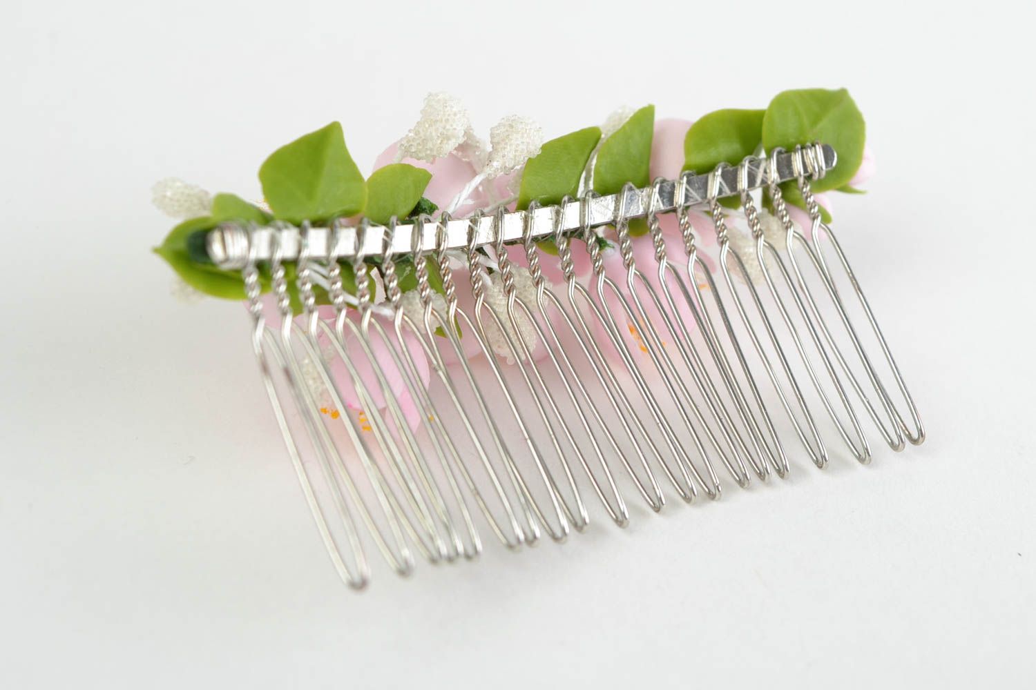 Cld porcelain hair comb handmade hair accessory Apple Blossom stylish hairclip photo 5