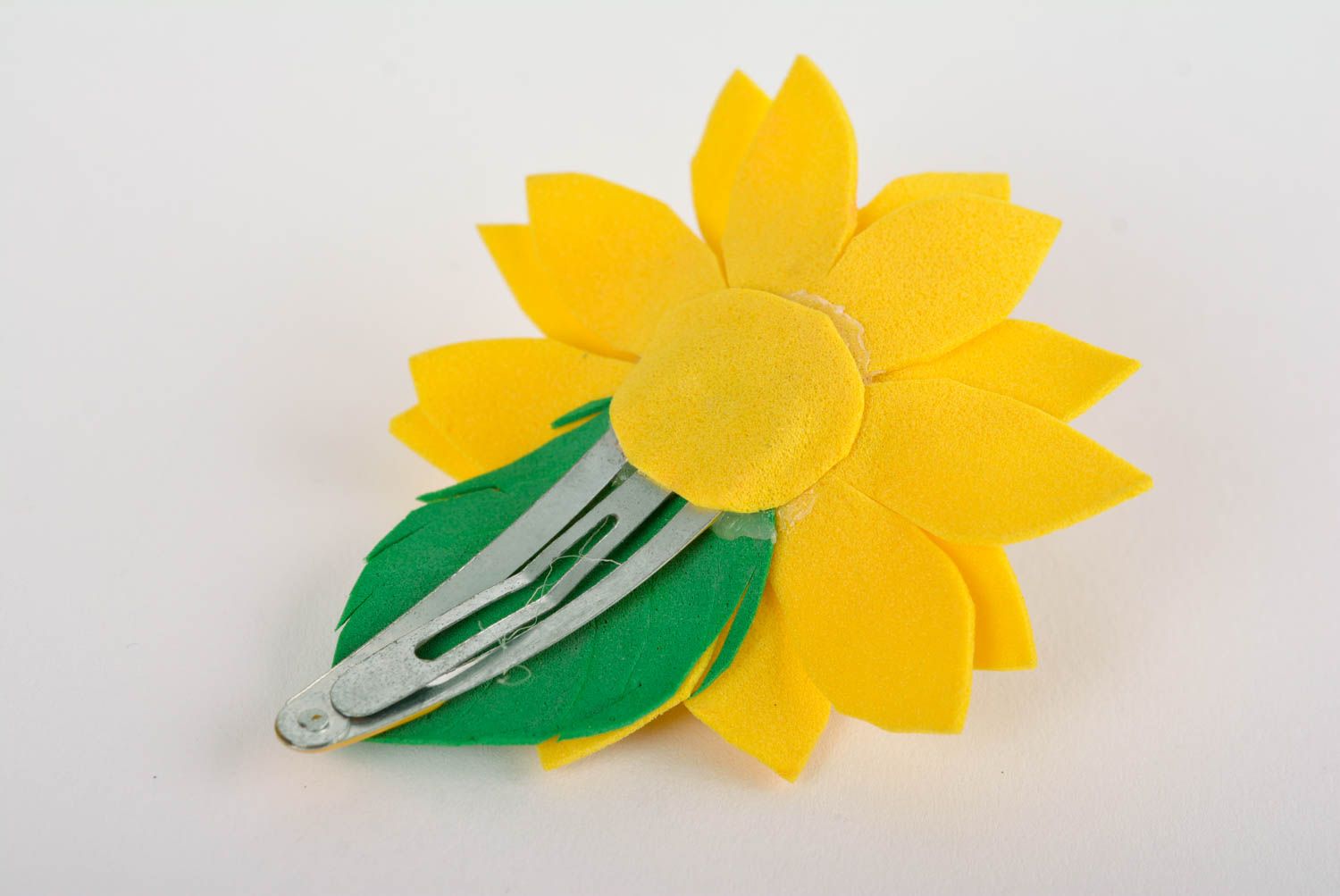 Handmade Haarspange Blume in Gelb Mode Schmuck Accessoire für Haare Sonnenblume foto 2