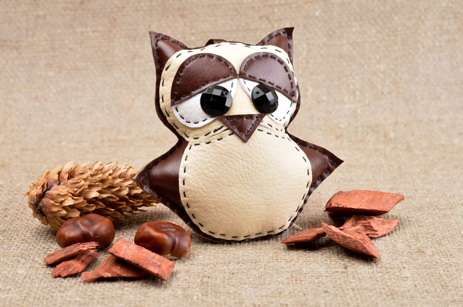 Kuscheltier Eule handmade natürliches Spielzeug Kuscheltier für Kleinkinder foto 1