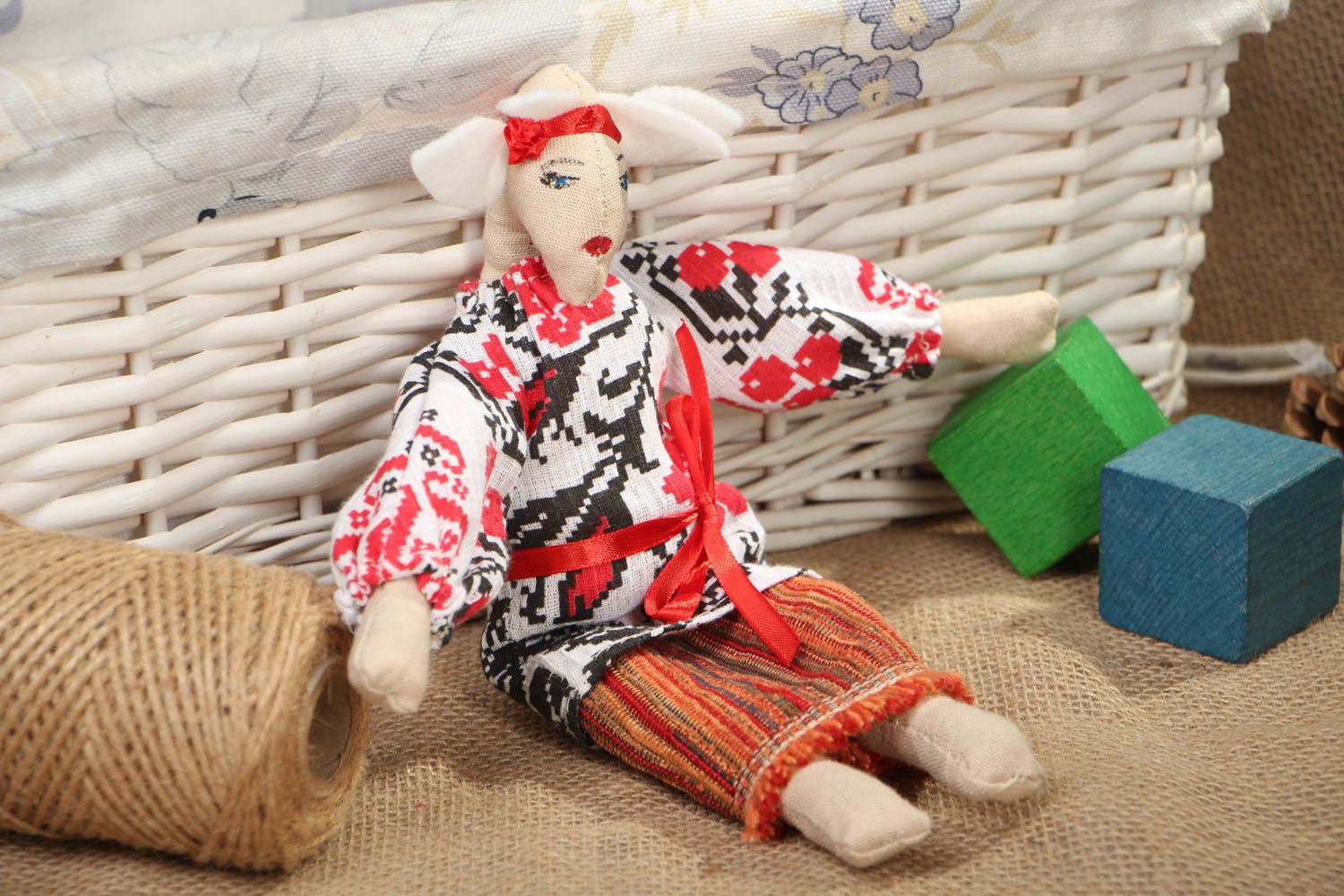 Handmade soft doll in folk suit photo 5