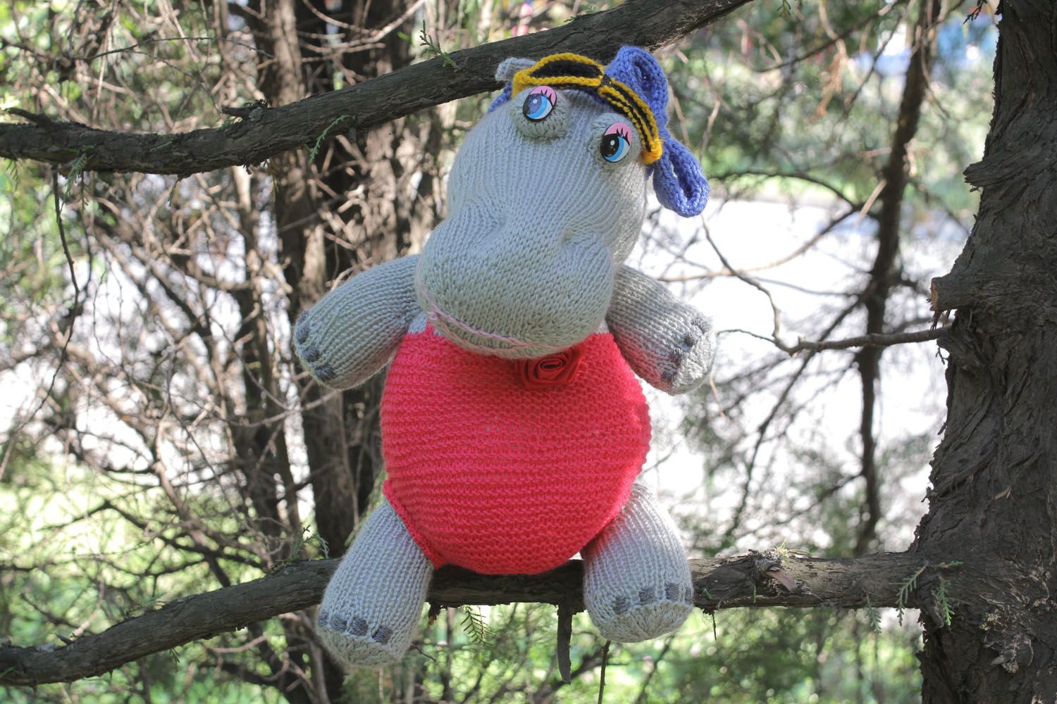 Jouet mou tricoté Hippopotame fait main photo 1