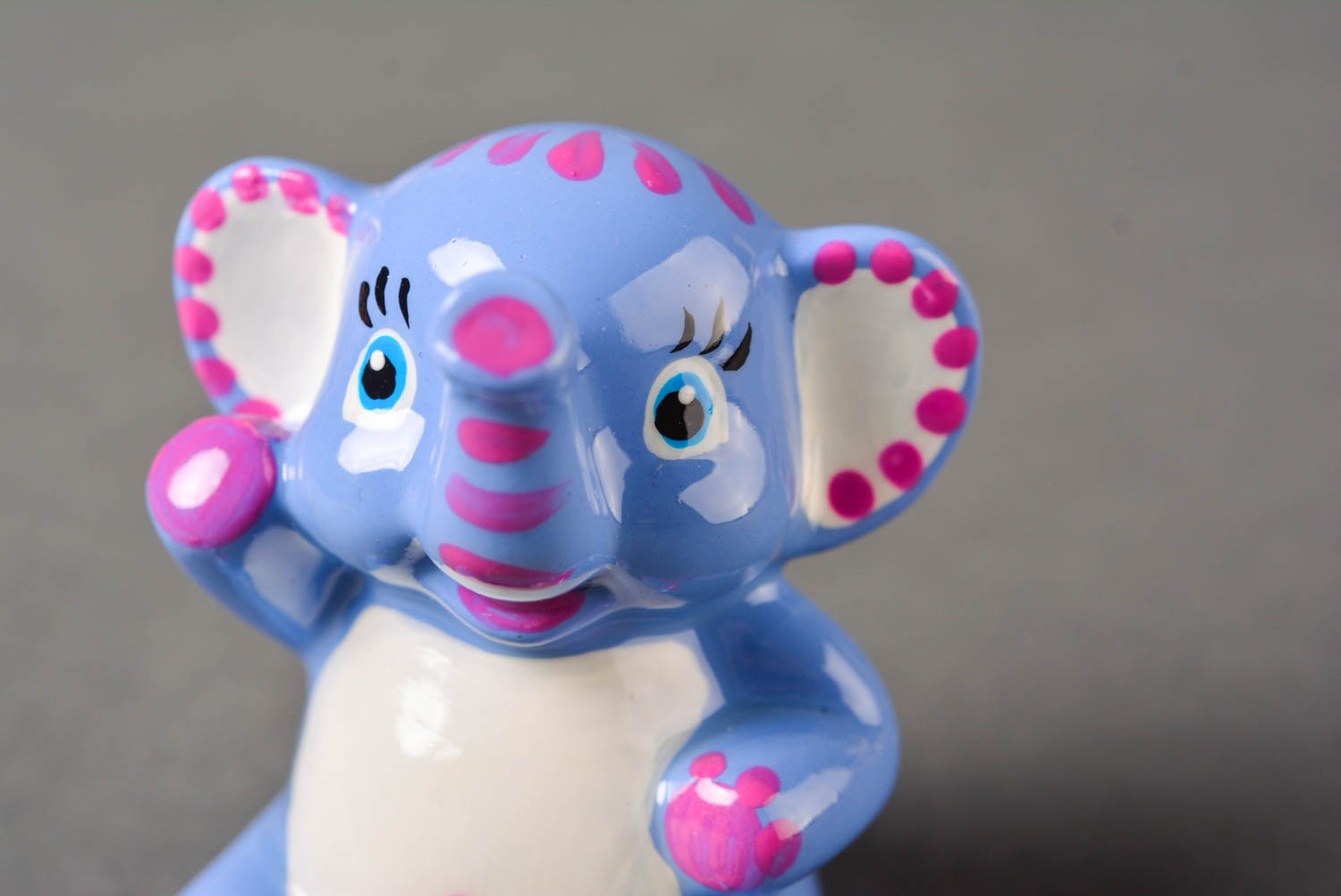 Figura artesanal de yeso regalo para niño decoración de interior Elefante azul foto 4