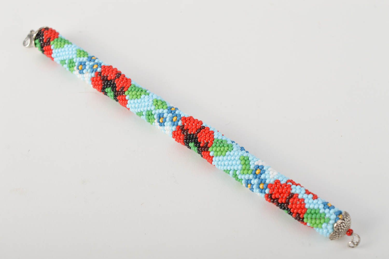 Браслет из бисера ручной работы модный браслет украшение из бисера с цветами фото 3