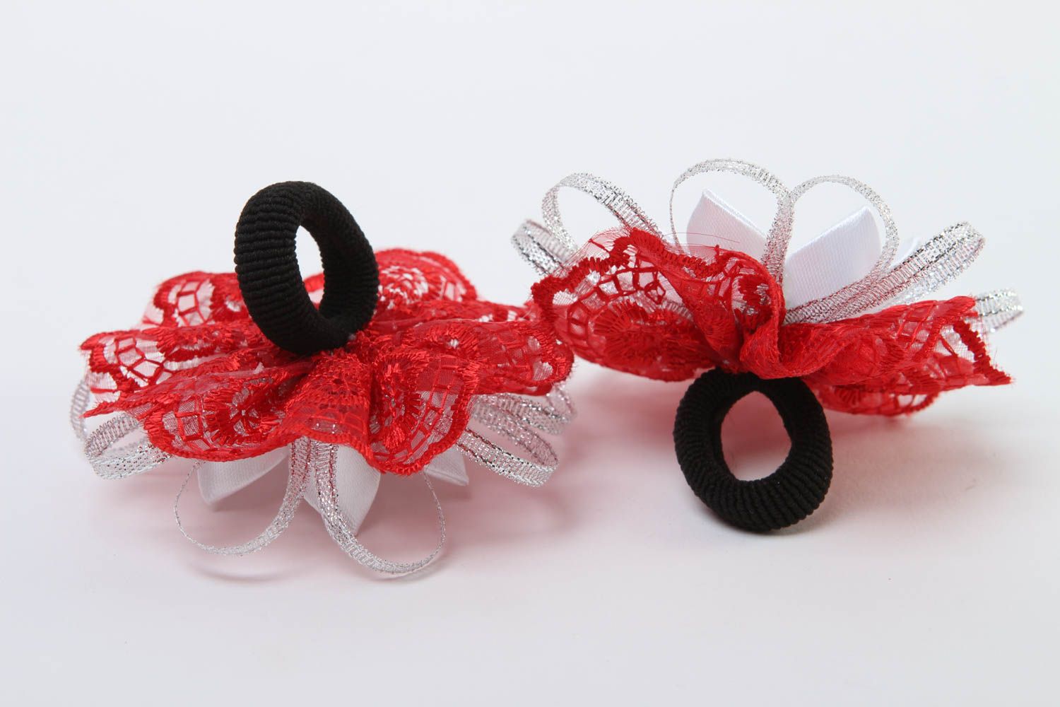 Schmuck handgemacht rote Blumen Haargummis Accessoires für Mädchen 2 Stück foto 4
